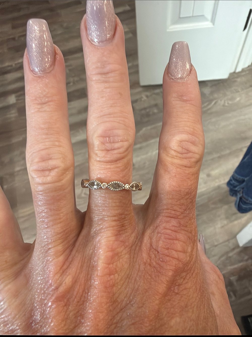 Delicate Gold Marquise Link Ring with Sparkling Accents